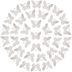 Pendenti in ottone in filigrana, charms farfalla, colore argento placcato, 11x13.5x3mm, Foro: 1.5 mm, 120pcs/scatola