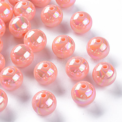 Opake Legierung Perlen, ab Farbe plattiert, Runde, Licht Lachs, 16x15 mm, Bohrung: 2.8 mm, ca. 220 Stk. / 500 g