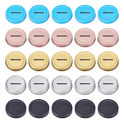 Fingerinspire coperchi per banche con slot per monete in latta, coperchio del barattolo di vetro, colore misto, 7.2x1.4cm, 5 pz / colore, 5 colori, 25 pc / set