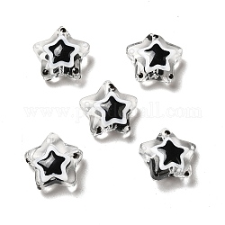 Perles vernissées manuelles, étoiles du nord, noir, 12~13x12~13x6~6.5mm, Trou: 0.9~1.2mm