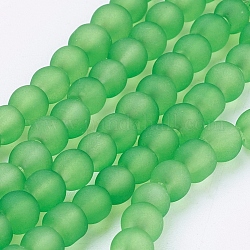 Transparente Glasperlen stränge, matt, Runde, lime green, 4 mm, Bohrung: 1.1~1.6 mm, ca. 200 Stk. / Strang, 31.4 Zoll