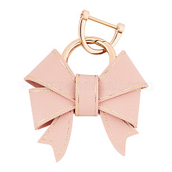 WADORN Bowknot Keychain for Women, PU Leather Cute Bow Key Ring Personalized Car Key Holder Purse Handbag Pendant Charm with D Ring Backpack Decorations Craft Accessories Ladies Gift, Pink