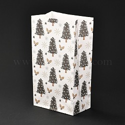 Sacchetti di carta rettangolari a tema natalizio, nessuna maniglia, per pacco regalo e cibo, albero di Natale modello, 12x7.5x23cm