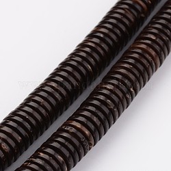 Cocco naturale fili di perline, undyed, rotondo e piatto, marrone noce di cocco, 7x2mm, Foro: 1 mm, circa 263pcs/filo, 20.7 pollice