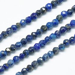 Natürlicher Lapislazuli Perlenstränge, facettiert, Runde, Mitternachtsblau, 2 mm, Bohrung: 0.5 mm, ca. 185~200 Stk. / Stränge, 15.4 Zoll