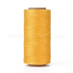 Cordón de poliéster encerado, cordón de micro macramé, hilo de coser encerado, piso, vara de oro, 0.8mm, alrededor de 284.33 yarda (260 m) / rollo