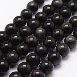 Naturale perle di ossidiana fili, grado aaa, tondo, nero, 12mm, Foro: 1 mm, circa 32pcs/filo, 15.7 pollice