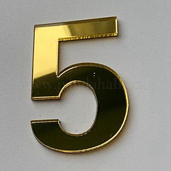 Акриловые наклейки на зеркала, с клейкой спинкой, число, золотые, кол. 5, 48 мм