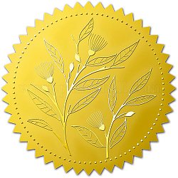 Pegatinas autoadhesivas en relieve de lámina de oro, etiqueta engomada de la decoración de la medalla, patrón de hoja, 5x5 cm