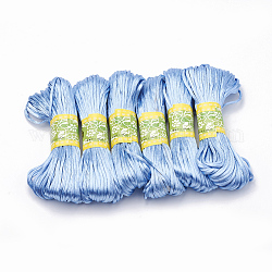 Cordón de satén de poliéster rattail, Para anudar chino, producir joyería, luz azul cielo, 2mm, alrededor de 21.87 yarda (20 m) / paquete, 6 paquetes / bolsa