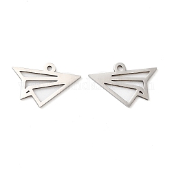 201 Stainless Steel Pendants, Paper Plane Charm, Stainless Steel Color, 12.5x19x1mm, Hole: 1.2mm