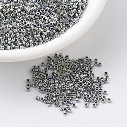 Perles miyuki delica, cylindre, Perles de rocaille japonais, 11/0, (db0545) iris argent bleu or (plaqué palladium ab), 1.3x1.6mm, Trou: 0.8mm, environ 10000 pcs / sachet , 50 g / sac
