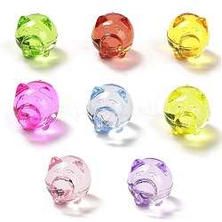 Perles en acrylique transparente, porc, couleur mixte, 19x18x21.5mm, Trou: 3.2mm, environ: 142 pcs / 500 g