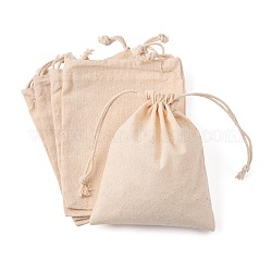 Rectangle Cloth Packing Pouches, Drawstring Bags, Old Lace, 15.5x12.5x0.5cm