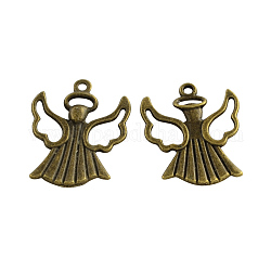 Tibetan Style Alloy Angel Pendants, Cadmium Free & Nickel Free & Lead Free, Antique Bronze, 25.5x21x3mm, Hole: 2mm