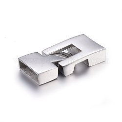 304 Stainless Steel Snap Lock Clasps, Stainless Steel Color, 33x16x6mm, Hole: 4x14mm
