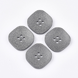 4-отверстие кнопки акриловые, квадратный, серые, 34x34x6 мм, отверстие : 3 мм