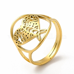 Placcatura ionica (ip) 304 anello regolabile per aquilone in acciaio inossidabile da donna, vero placcato oro 18k, misura degli stati uniti 6 1/4 (16.7mm)