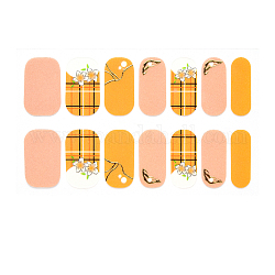 Tiras de esmalte de uñas de envoltura completa, pegatinas autoadhesivas de esmalte de uñas degradado, para las mujeres decoraciones de puntas de uñas, oro, 24x8mm, 14pcs / hoja