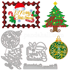 Moldes de corte de acero al carbono stencils, para diy scrapbooking, album de fotos, relieve decorativo, tarjeta de papel, de color platino mate, Navidad tema patrón, 2.4~15.4x8.7~13.2x0.08 cm, 3 PC / sistema