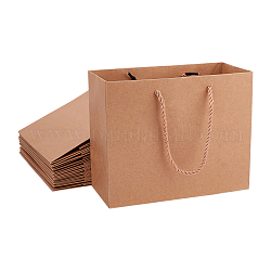 Sacs en papier kraft sacs à provisions cadeaux, avec poignée en corde de nylon, rectangle, burlywood, 22x10x18 cm