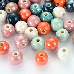 Fatti a mano pearlized rotonde in porcellana perline, colore misto, 6mm, Foro: 1.5 mm