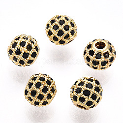 Perles de zircone cubique de placage de rack en laiton, Plaqué longue durée, ronde, or, 6x6mm, Trou: 1.5mm