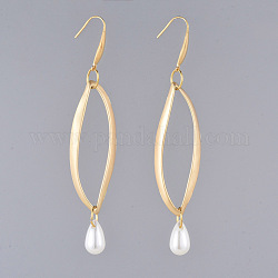 Dangle Earrings, with Acrylic Imitation Pearl Beads, Alloy Linking Rings and 316 Stainless Steel Earring Hooks, Golden, 89mm, Pin: 0.8mm