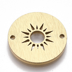 Connettori di collegamenti in alluminio, collegamenti tagliati al laser, piatta e rotonda con il sole, oro, 18x1.5mm, Foro: 1 mm