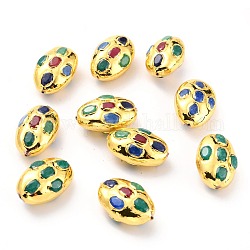 Perles de quartz naturels, avec les accessoires en laiton dorés, teinte, ovale, colorées, 26~27x16.5~17.5x11.5~13mm, Trou: 0.8mm