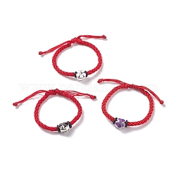 Braccialetto di perline intrecciate di fiori, braccialetto rosso fortunato per bambino, colore misto, diametro interno: 1-7/8~2-5/8 pollice (4.7~6.8 cm)