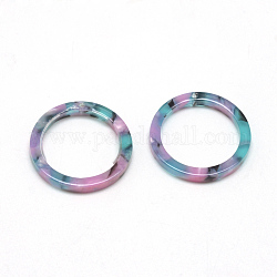 Colgantes de acetato de celulosa (resina), anillo, turquesa oscuro, 34.5x34.5x2.5mm, agujero: 1.5 mm