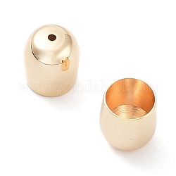 Brass Cord Ends, End Caps, Column, Real 18K Gold Plated, 7x6mm, Hole: 0.8mm, Inner Diameter: 5mm