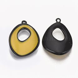 Emaille Anhänger Legierung, Oval, golden, 21.5x16x3.5 mm, Bohrung: 1 mm