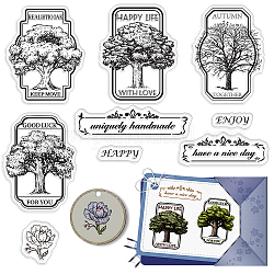 CRASPIRE Nature Oak Tree Vintage Clear Rubber Stamp Woods Plants Text Flowers Transparent Silicone Seals Stamp for Journaling Card Making DIY Scrapbooking Handmade Photo Album Notebook Decor