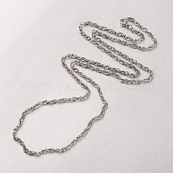 304 из нержавеющей стали длиной двойной звено цепи ожерелья мальчика, с карабин-лобстерами , цвет нержавеющей стали, 29.33 дюйм (74.5 см)