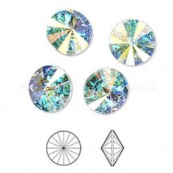 Cabujones de Diamante de imitación cristal austriaco, 1122, rivoli chaton, facetados, Aluminio, 101 _crystal + ab, 8.164~8.421mm