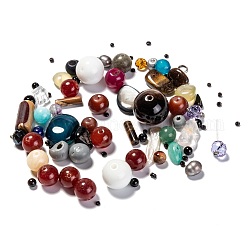 Наборы смешанных бусин, природные и синтетические драгоценный камень бисер, Стеклянные бусины, Бисер из стекла , жемчужные бусы, разнообразные, разноцветные, 2~20 мм, отверстие : 0.5~2 мм