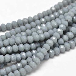 Chapelets de perles en rondelles facettées en verre, bleu cadet, 6x4mm, Trou: 1mm, Environ 94 pcs/chapelet, 17 pouce
