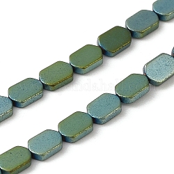 Hebras de cuentas de hematites no magnéticas sintéticas galvanizadas, oval, verde chapado, 4.5~5x3~3.5x1mm, agujero: 0.5 mm, aproximamente 85 pcs / cadena, 16.34'' (41.5 cm)