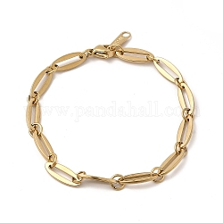 Placage ionique (ip) 304 bracelet chaîne à maillons ovales en acier inoxydable pour femme, véritable 14k plaqué or, 6-3/4 pouce (17.3 cm)