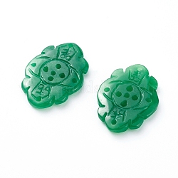 Natürliche myanmarische Jade / burmesische Jade-Kronleuchterkomponenten, gefärbt, Blume, 24.5x18x3.5 mm, Bohrung: 1.2 mm