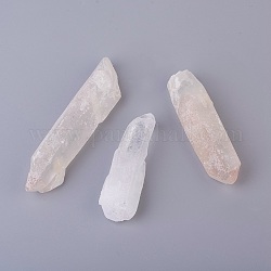 Perles de cristal de quartz naturel, pas de trous / non percés, pépites, blanc, 70~125x20~38mm