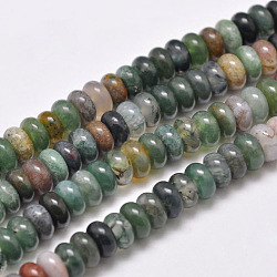 Chapelets de perles en agate indienne naturelle, rondelle, vert foncé, 6x4mm, Trou: 1mm, Environ 95~96 pcs/chapelet, 15.1 pouce