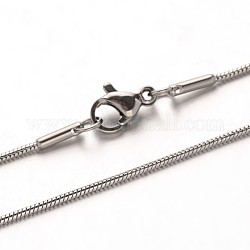Collares de cadena de serpiente de 304 acero inoxidable, con cierre de langosta, color acero inoxidable, 19.7 pulgada (50 cm), 1mm