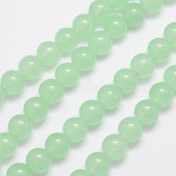 Chapelets de perles en jade de malaisie naturelle et teinte, ronde, vert clair, 10mm, Trou: 1.0mm, Environ 38 pcs/chapelet, 15 pouce