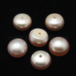 Grade AA Natural Cultured Freshwater Pearl Beads, Half Drilled Hole, Half Round, Purple, 8.5~9x6~7mm, Hole: 1mm