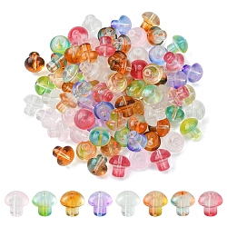 80шт 8 цвета прозрачные стеклянные бусины, гриб, разноцветные, 13.5x13.5 мм, отверстие : 1.6 мм, 10 шт / цвет