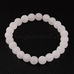 Natürlichen Rosenquarz Perlen Armbänder strecken, matt, Runde, 53 mm (2-5/64 Zoll) 