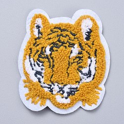 Компьютеризированная вышивка тканью утюжок на / шить на заплатках, аксессуары для костюма, аппликация, тигр, желтые, 86x76x4 мм